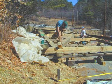 Work Continues at the Power House Bridge. Photo
by Joe Nelson, April 12, 2002
