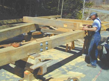 Work Continues at
the Power House Bridge. Photo by Joe Nelson, April 12, 2002
