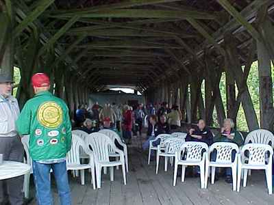 1st VCBS all member meeting held in
Lyndon's Sanborn Bridge: Photo by David Guay, 9/16/00